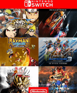 6 EN 1 NEED FOR SPEED+RAYMAN LEGENDS+NARUTO SHIPPUDEN+MONSTER ENERGY+DRAGON BALL X+SONIC FORCES -NINTENDO SWITCH
